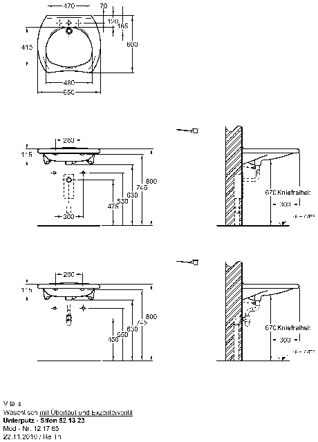 Keramag Waschtisch Vitalis 121765 650x600mm, mit Überlauf