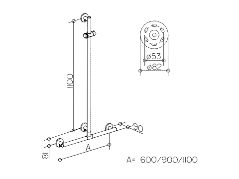 Keuco Duschhandlauf Plan Care 34914, mit Brausestange, sil-elox