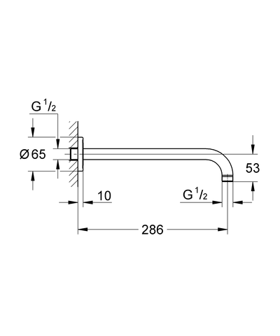 Grohe Brausearm Rainshower modern 28576 DN15 Ausladung 282 mm chrom