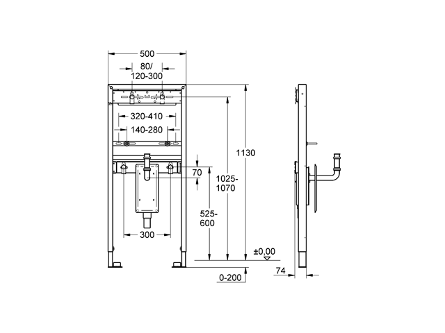 Grohe Rapid SL Waschtisch für 38625 mit Unterputz-Geruchverschluss