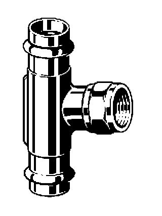 Viega Sanpress-Inox T-Stück, Mod. 2317.2, m. Rp-Gewinde (iG), aus nichtrostendem Stahl