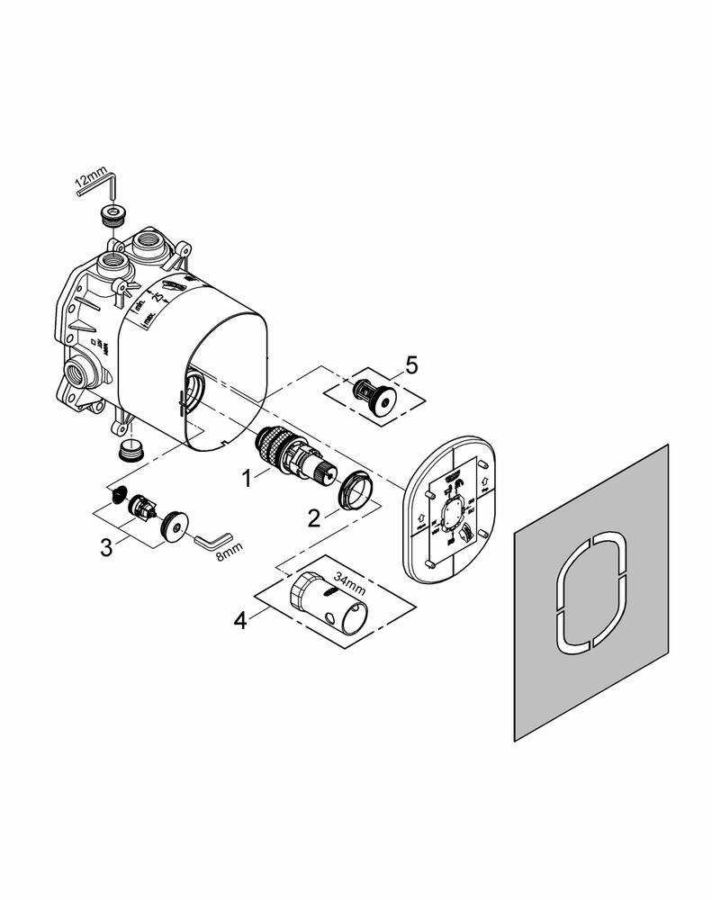 Grohe Unterputz-Universal-Thermostat Rapido T 35500 inkl. Funktionseinheit
