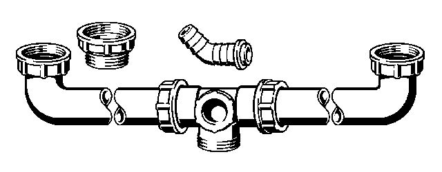 Viega Ablaufverbindung 792, 11/2 x 11/2 x 180-600, 113063, f. Doppelspuelen, aus Kunstst.