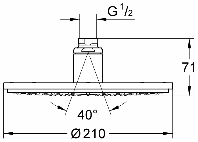 Grohe Kopfbrause Rainshower modern 28368 d: 210mm Messing chrom