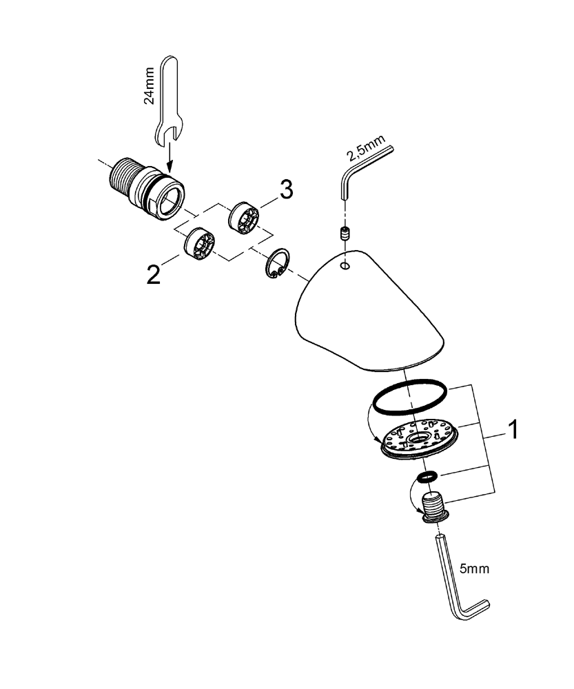 Grohe Sportkopfbrause 28002 für Wandanschluss chrom