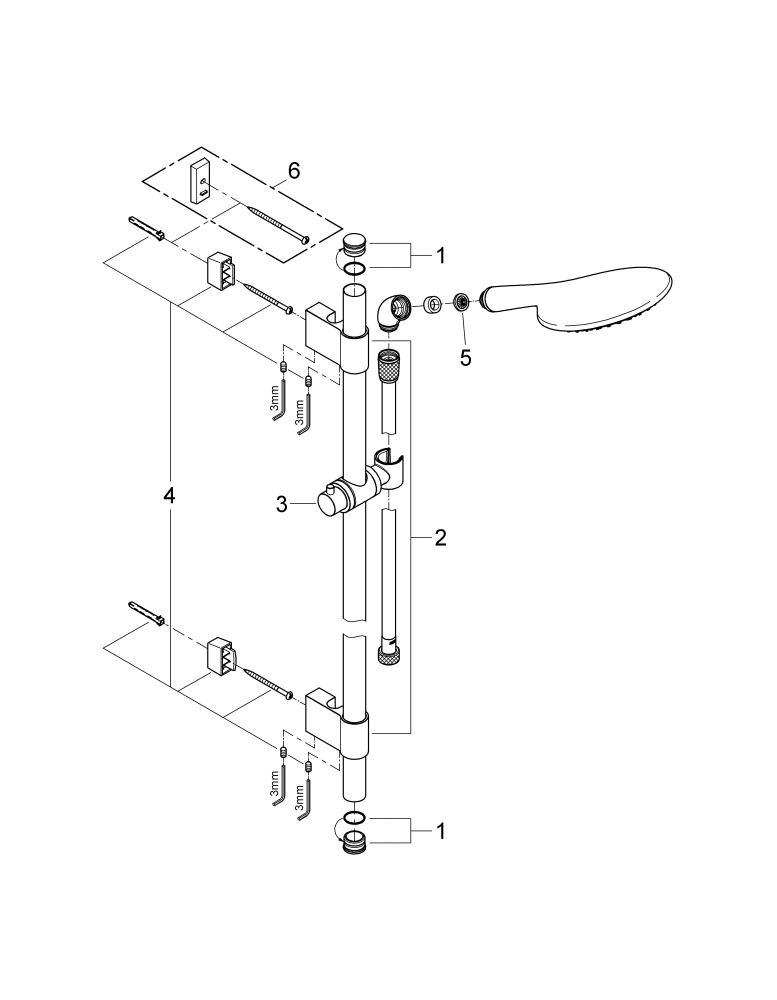 GROHE Brausegrt. Rainshower Solo 27273 EasyFix 900mm Wandhalter Metall