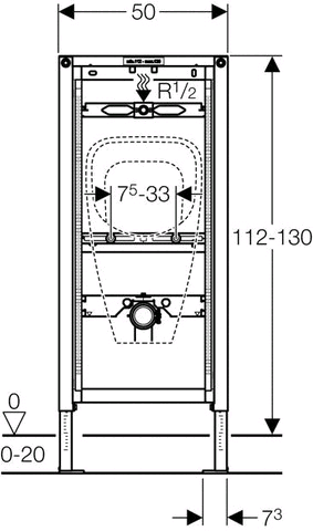 Geberit Duofix Urinal 112-130 cm, für AP-Druckspüler