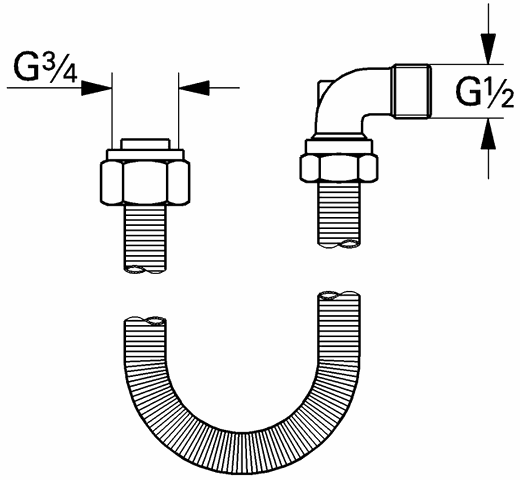Grohe Anschlußgarnitur Talentofill 28993 mit 1,5m flexiblem Anschlußrohr DN20