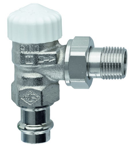 Heimeier Thermostat-Ventilunterteil V-exakt II, Eck, DN15 (1/2") x 15mm, Pressanschl.