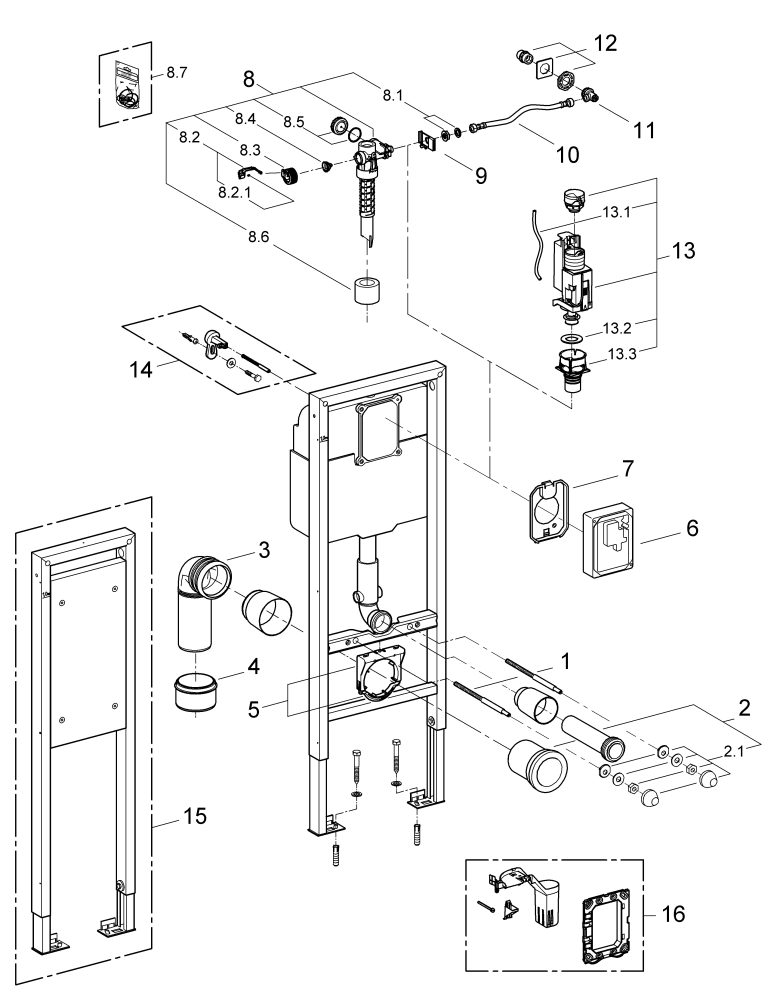 Grohe Rapid SL für WC 38675 BH: 1,13 m behindertengerechte Ausführung SPK 6 l