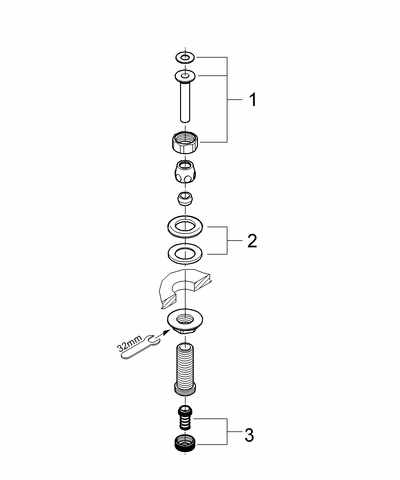 Grohe WAS-Spülendurchführung 41130 DN15 bis 70mm verstellbar chrom