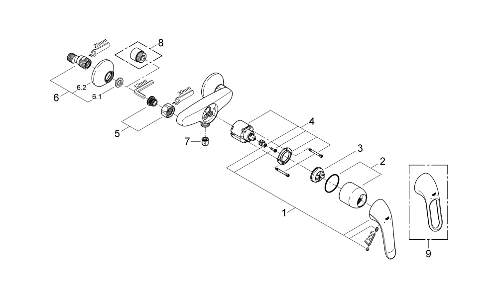 Grohe Einhand-Brausebatterie Euroeco Special 32780 Wandmontage S-Anschlüsse chrom