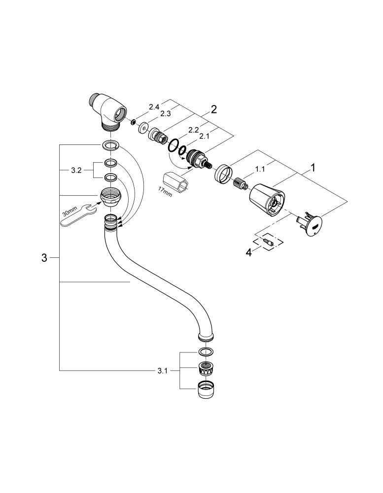 Grohe Auslaufventil Costa 30484 DN15 Wandmontage schwenkb. Rohrauslauf chrom