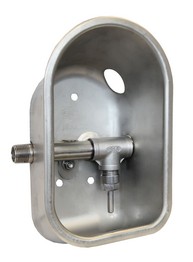 Suevia Tränkebecken Mod. 72U, Art.-Nr. 100.0727, aus Edelstahl, Edelstahl-Stiftventil