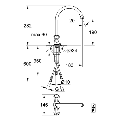Grohe Einhand-Spültisch-Batterie Costa 31930 für offene Warmwasserbereiter chrom
