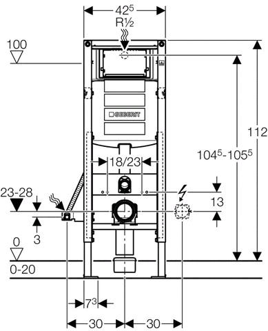 Geberit Duofix Wand-WC 112 cm mit UP-Spülkasten UP320, BF