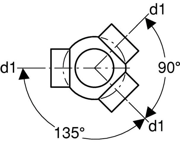 Geberit PE Mehrfach-Abzweig 88,5/135° dreifach DN 100 / 100