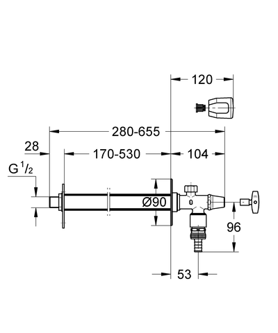 Grohe Außenwandventil Bausatz Eurotec 41206 DN15 mit Rohrbelüfter mattchrom