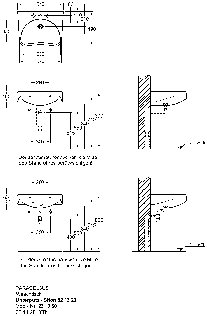 Keramag Waschtisch Paracelsus 251060 640x490mm