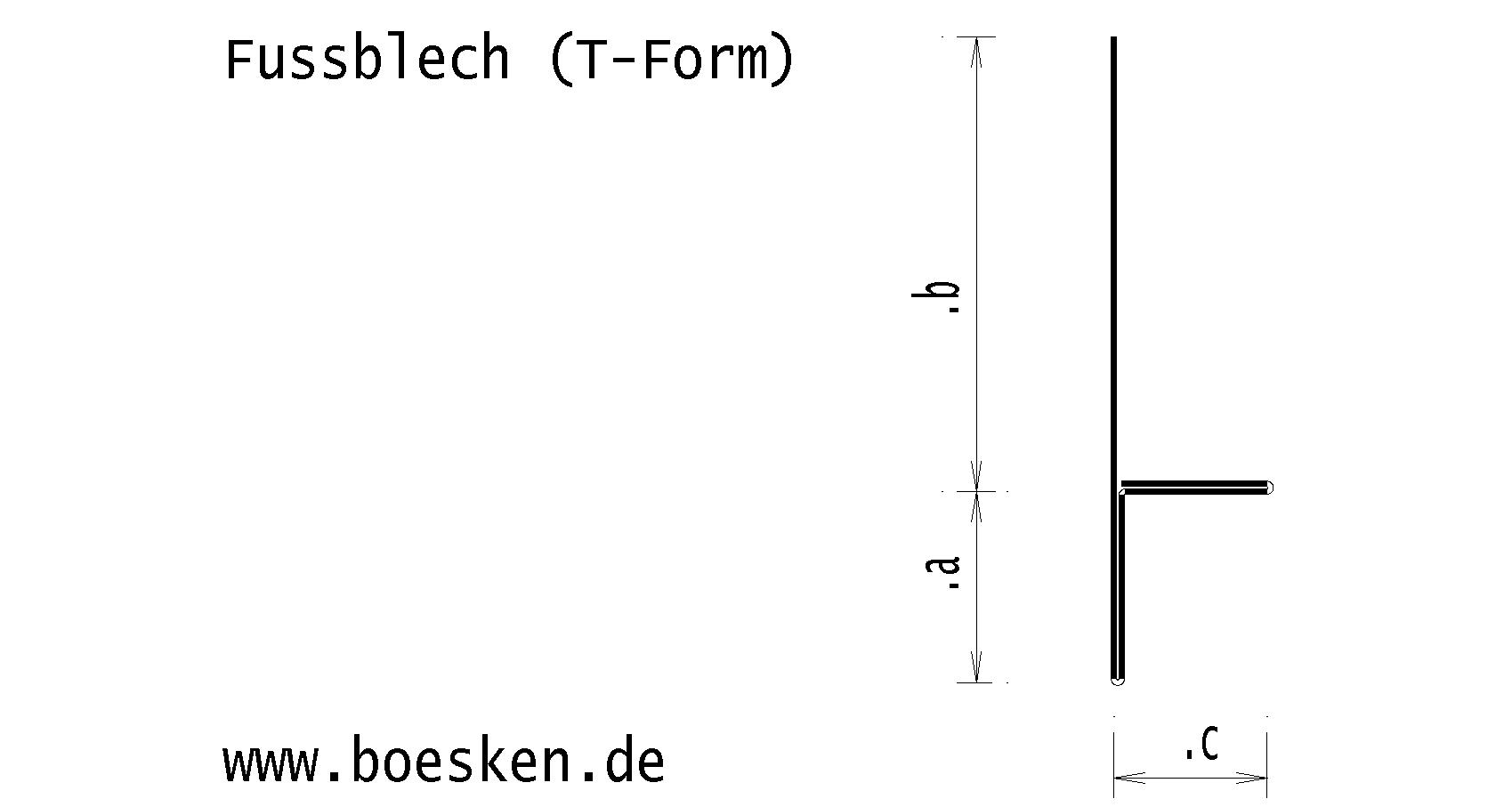 Kupfer-Fussblech, 3 Kantungen, L: 2m
