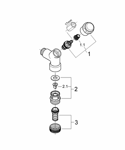 Grohe Armaturenkombination 41190 DN15 Schrägsitzausf. Rohrbelüft. C chrom