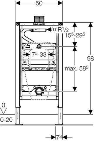 Geberit Duofix Urinal Universal 98cm, Bet.v.oben für Urinal-Steuerung ab 2009