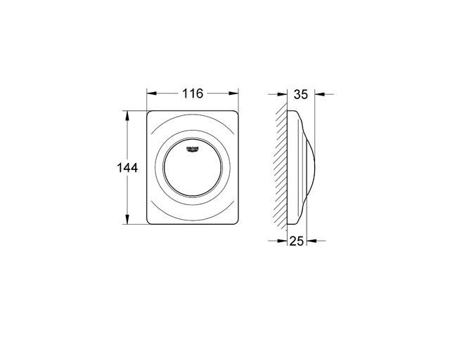 GROHE Urinal-Betätigung Surf 38808 FMS für manuelle Betätigung