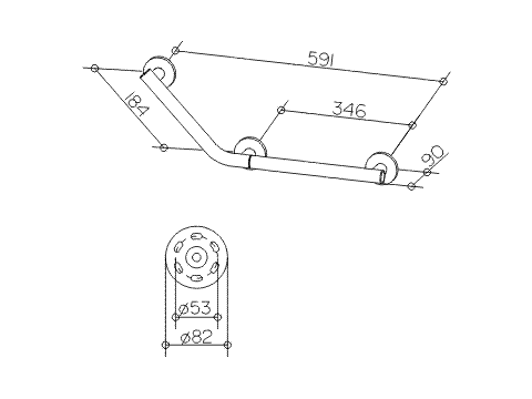 Keuco Winkelgriff Plan Care 34907, silber-eloxiert, 673/266 mm