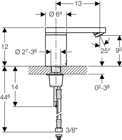 Geberit HyTronic186 WT-Armatur (IR/Netz) mit Mischhebel