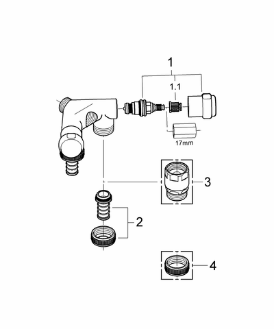 Grohe WAS-Doppelventil Einfach 41020 Design-Gr. DN15 m. RV chrom