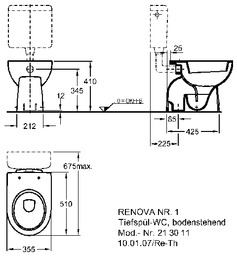 Keramag Tiefspül-WC Renova Nr.1 213011 KeraTect,  4,5/6 l