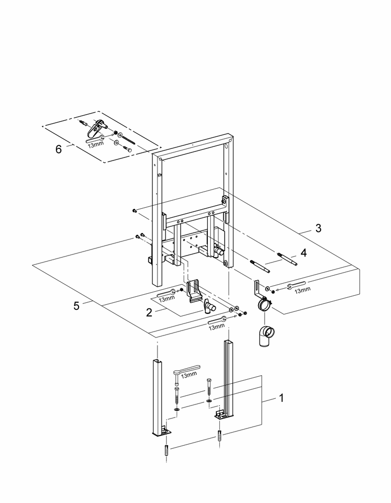Grohe Rapid SL 38543 für Bidet Bauhöhe 0,82m Ständerwand o. Vorwand