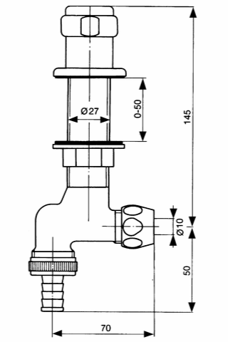 Grohe WAS-UT-Ventil EGALUX 41050 DN15 bis 50mm mit Schlaucha. und RV chrom