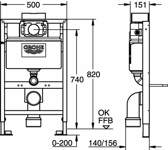 Grohe Rapid SL 38526 für Wand-WC BH 0,82m mit WC-Spülkasten 6-9l