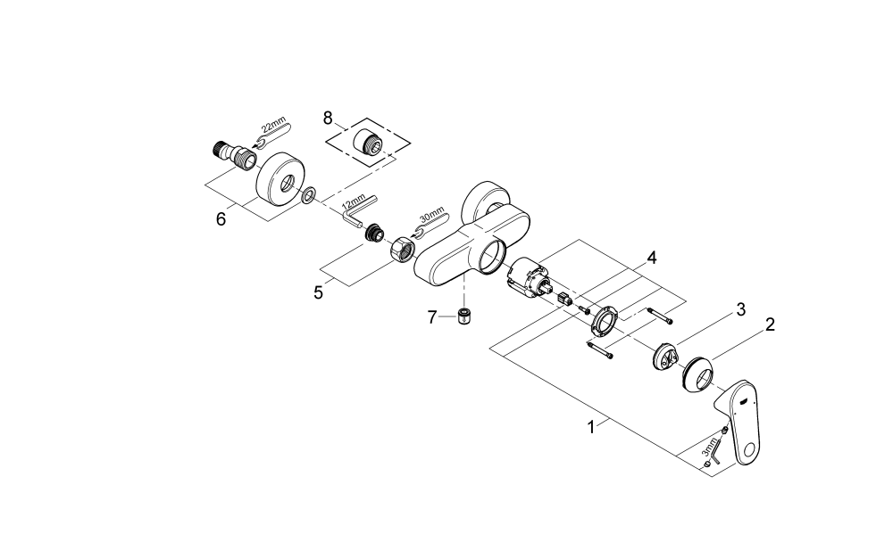 Grohe Einhand-Brausebatterie Europlus 33577 DN15 Wandmontage chrom