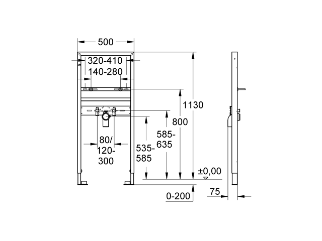 Grohe Rapid SL für Waschtisch 38554 für Einlochbatterie Bauhöhe 1,13 m