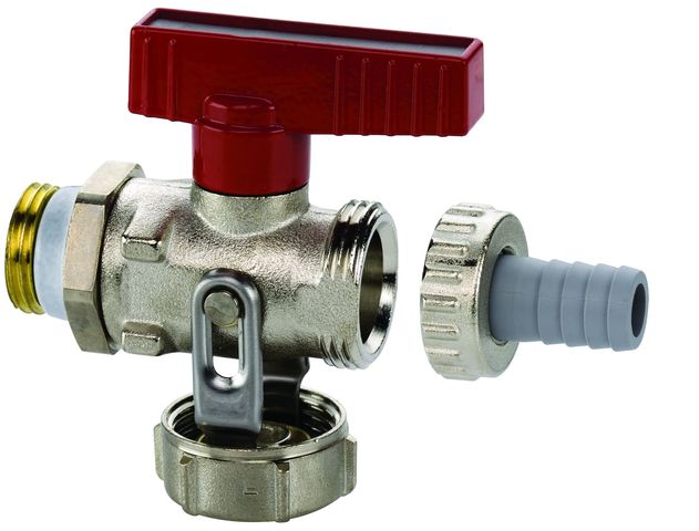 Simplex KFE-Kugelhahn PN 16, m. FG, 1/2" Durchgang, m. Schlauchverschr.