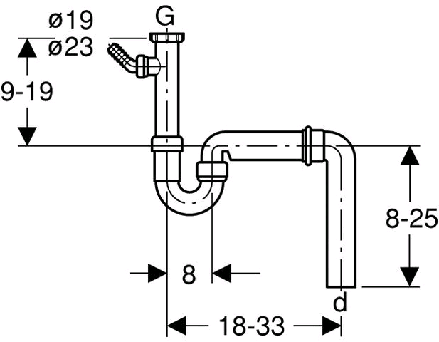 Geberit Spültisch-Ablauf G 11/2 x 50 mm weiß in PP Uni.-Abgangsbogen für ein Becken