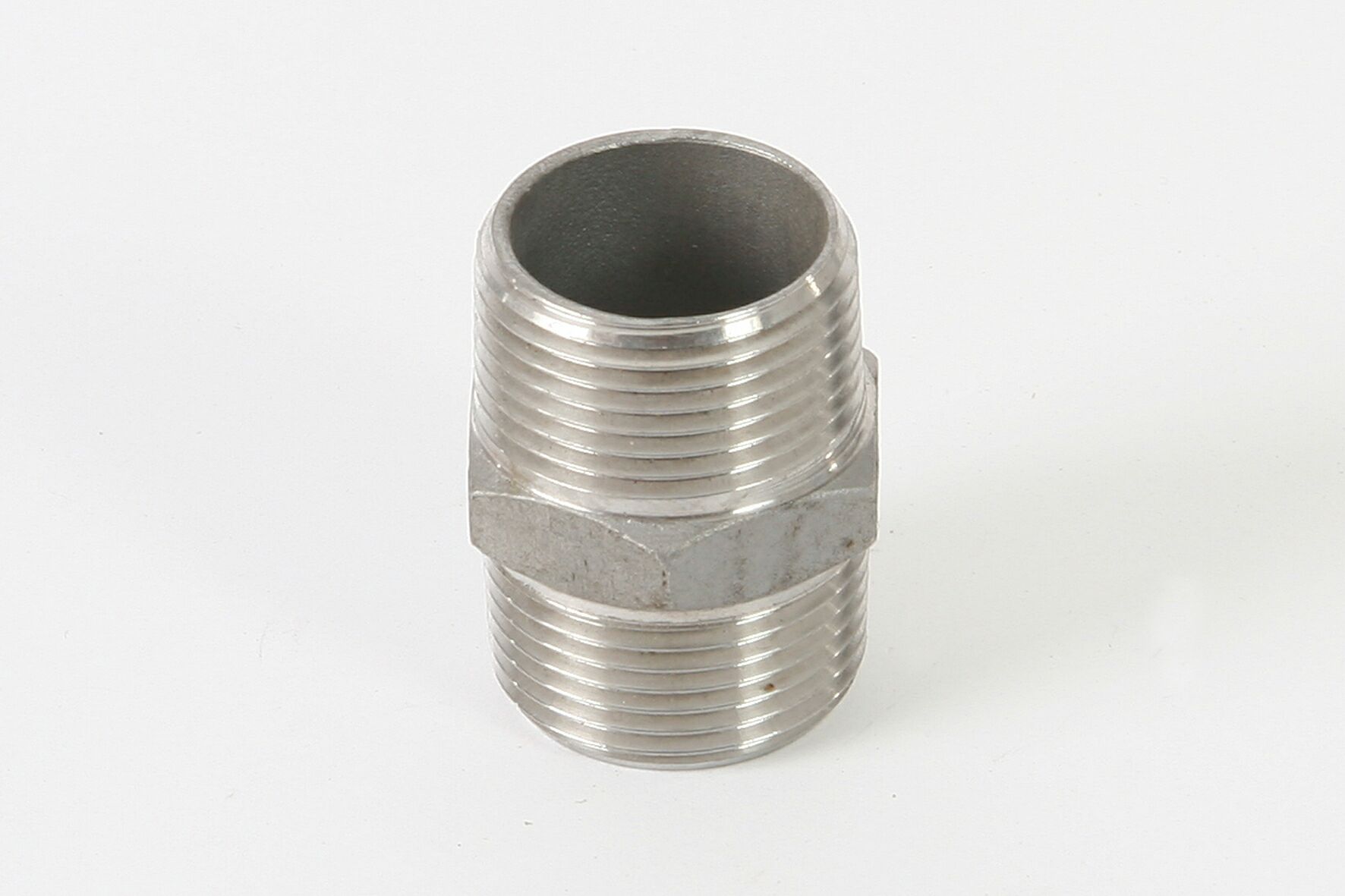 Edelstahl Doppelnippel 6-kt., 340, V4a