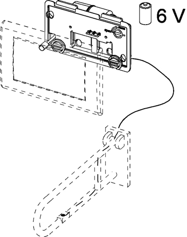 TECEplanus WC-Fernauslösung, kabelgebund. Elektrotaster, 6 V-Batterie