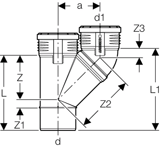 Geberit Silent-PP Parallelabzweig mit Muffen