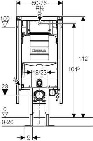Geberit Duofix Wand-WC 112 cm mit UP-Spülkasten UP320, Eckelement