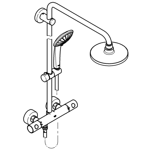 Grohe Duschsystem Euphoria 27296 mit AP-Thermostat 450mm Duscharm chrom