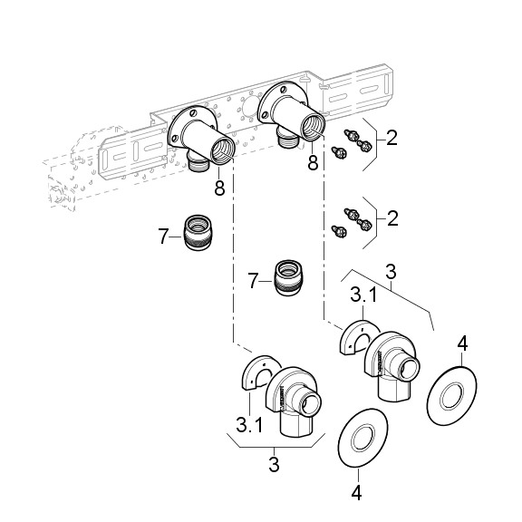 Geberit MeplaFix Anschlusswinkel Set Rp 1/2 einfach vormontiert (Rg)