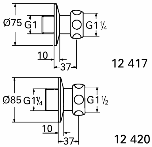 Grohe Anschluss gerade 12417 1"x5/4" chrom