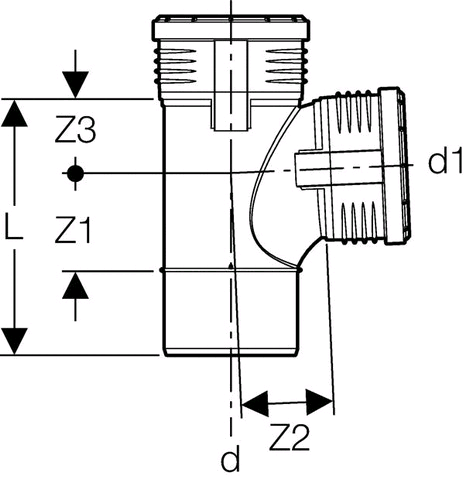 Geberit Silent-PP Bogen-Abzweig 87,5° mit Muffen