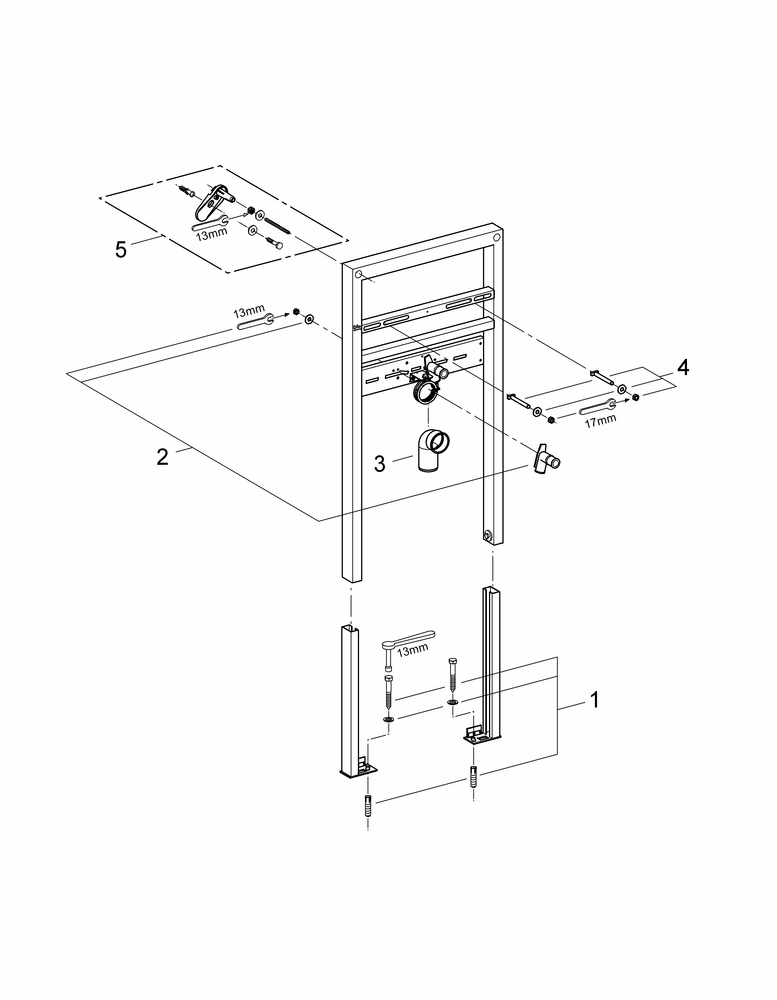 Grohe Rapid SL 38541 für Waschtisch-Einloch. Bauhöhe 1,00m Ständerwand o.Vorwand