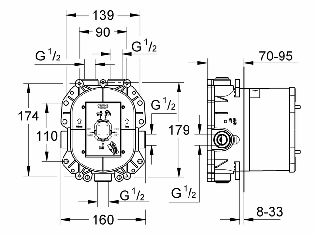 Grohe Unterputz-Universal-Thermostat Rapido T 35500 inkl. Funktionseinheit