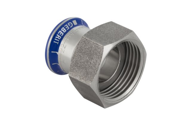 Geberit Mapress Edelstahl Übergang m. Überwurfmutter (Cr-Ni-Mo-Stahl)
