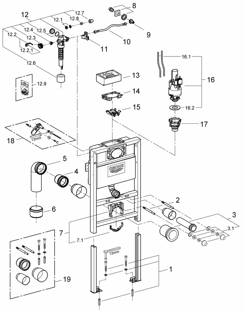 Grohe Rapid SL 38526 für Wand-WC BH 0,82m mit WC-Spülkasten 6-9l